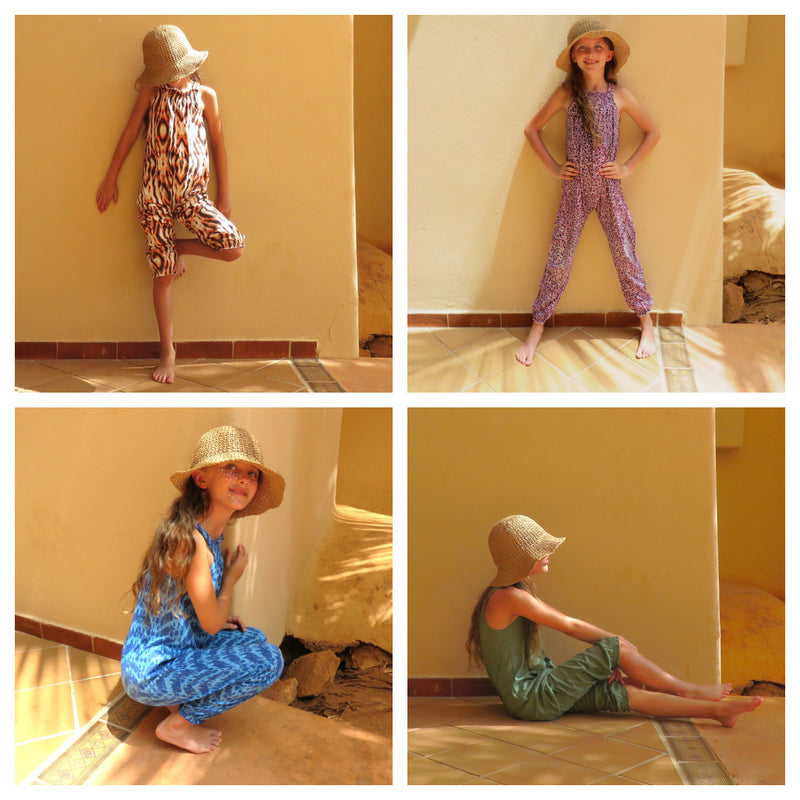 Kids jersey jumpsuits, playful prints, bold colours and comfy fabrics designed by OMishka.