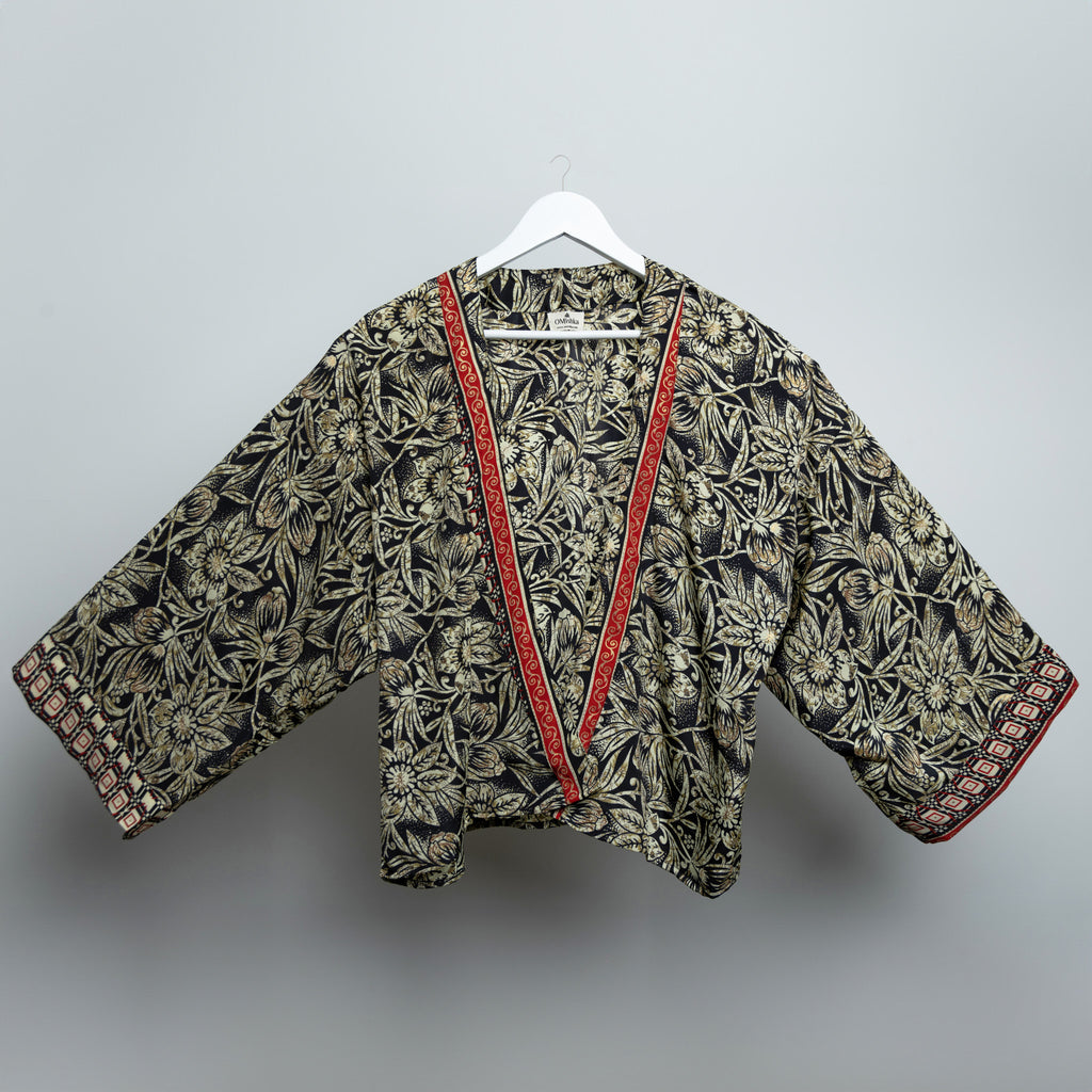 Floral Mono Gold Kimono Jacket