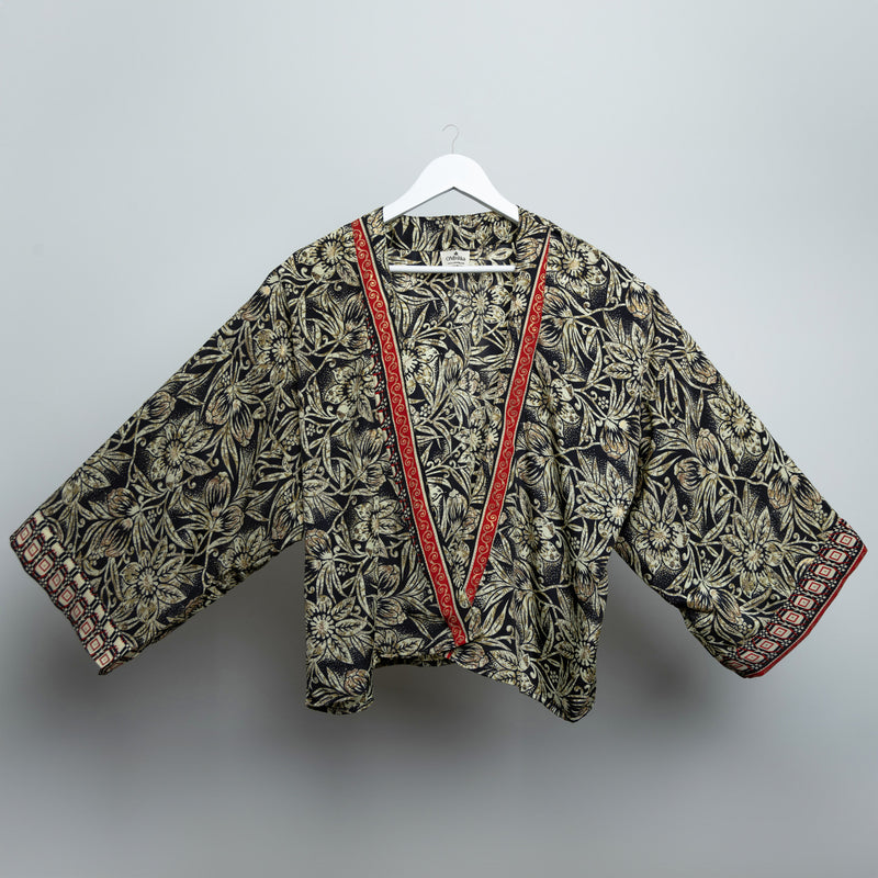 Floral Mono Gold Kimono Jacket