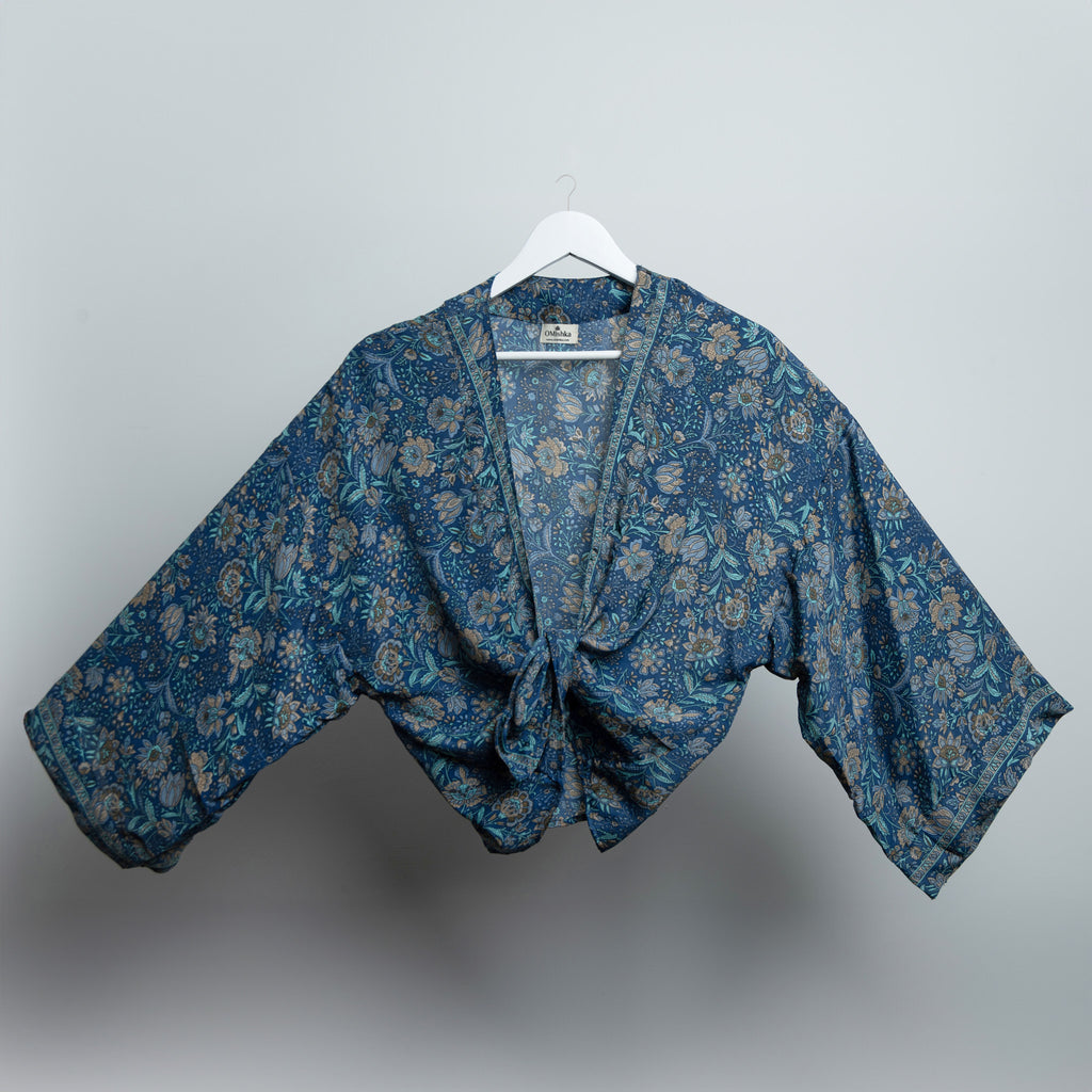 Blue Indian Flower Kimono Jacket