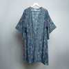 Blue Indian Flower Midi Kimono