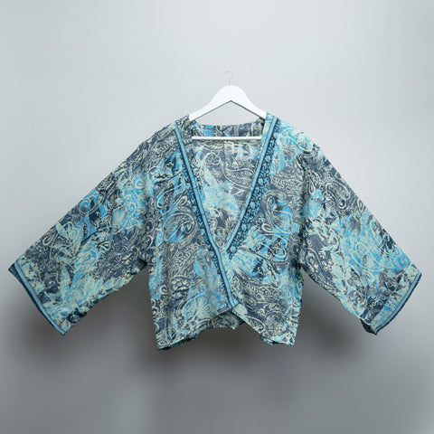 Blue Indian Flower Maxi Kimono