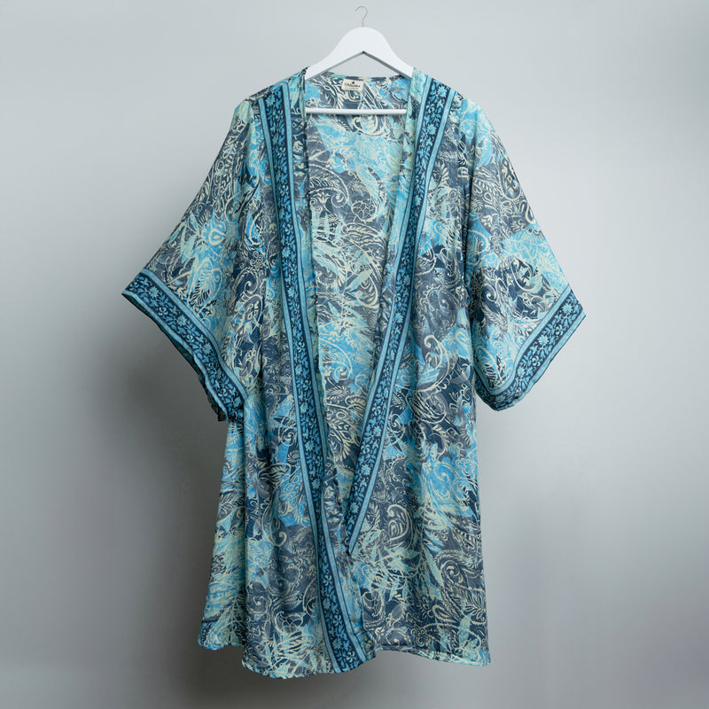 Blue Lagoon Bloom Midi Kimono