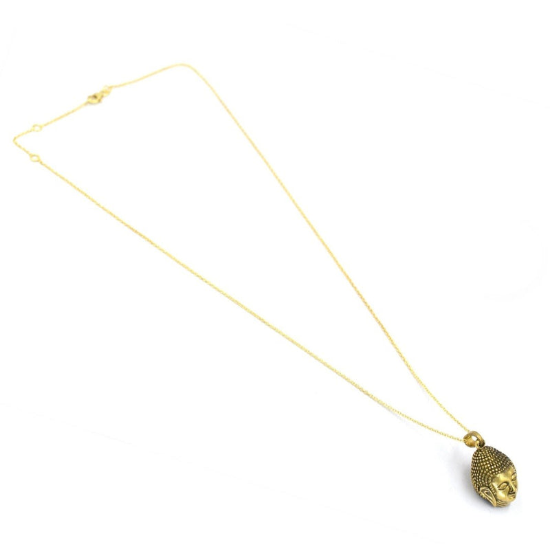 Tiny brass buddha head charm pendant.