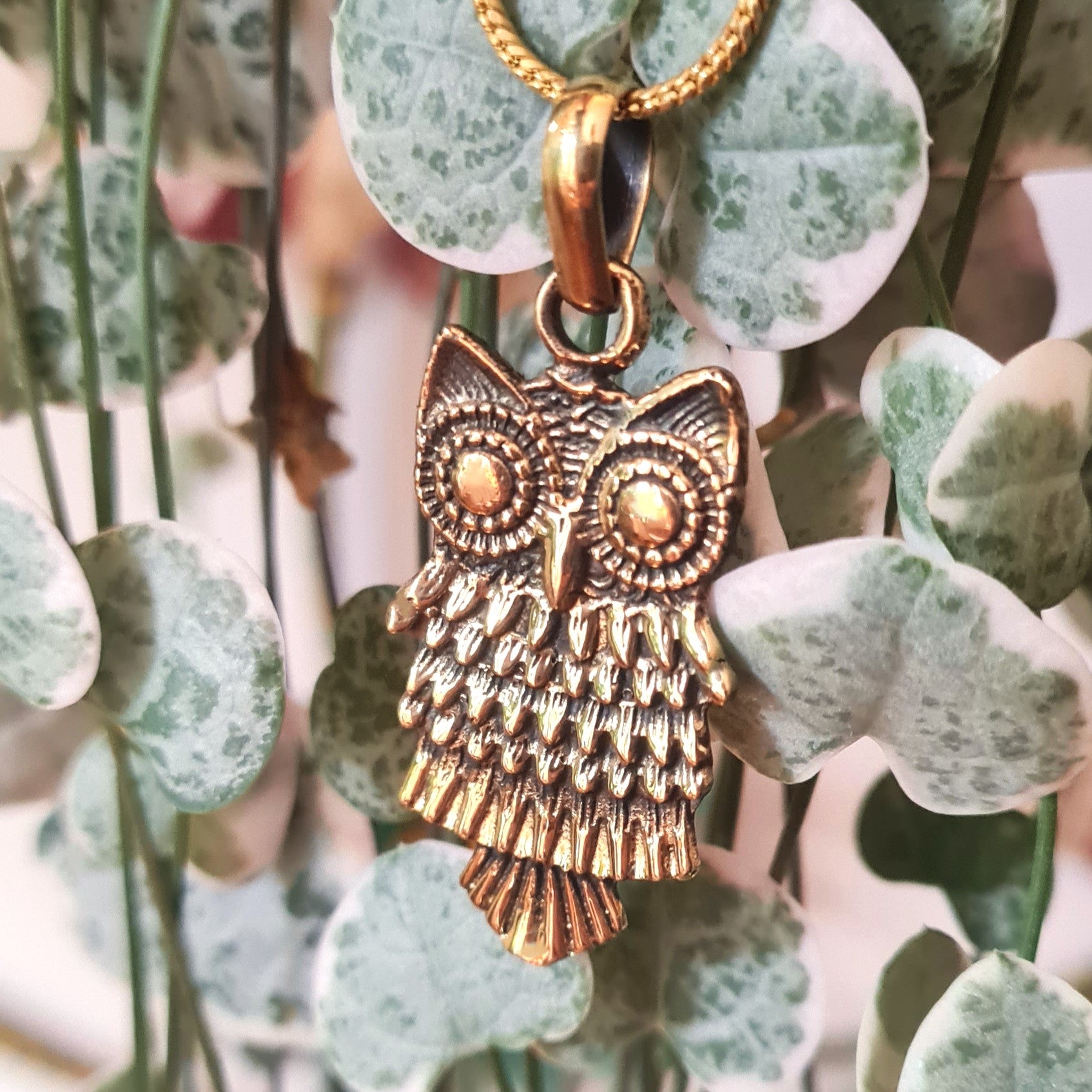 Handmade Pure Brass Wise Owl Pendant - OMishka