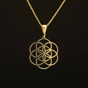 Pure brass seed of life pendant necklace.
