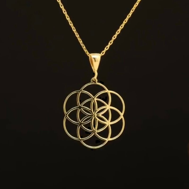 Pure brass seed of life pendant necklace.