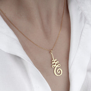 Pure brass necklace with a Unalome spiritual pendant.