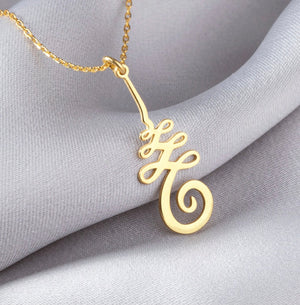Pure brass necklace with a decorative Unalome pendant.