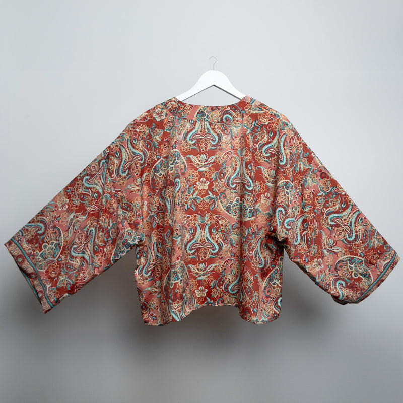 Coral Deco Floral Kimono Jacket