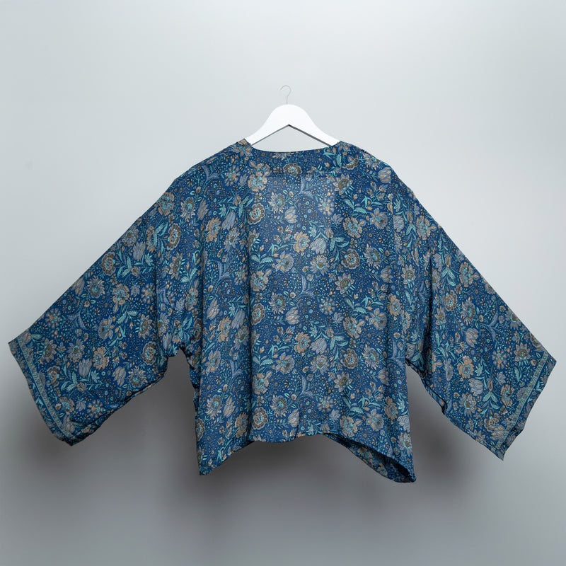 Blue Indian Flower Kimono Jacket