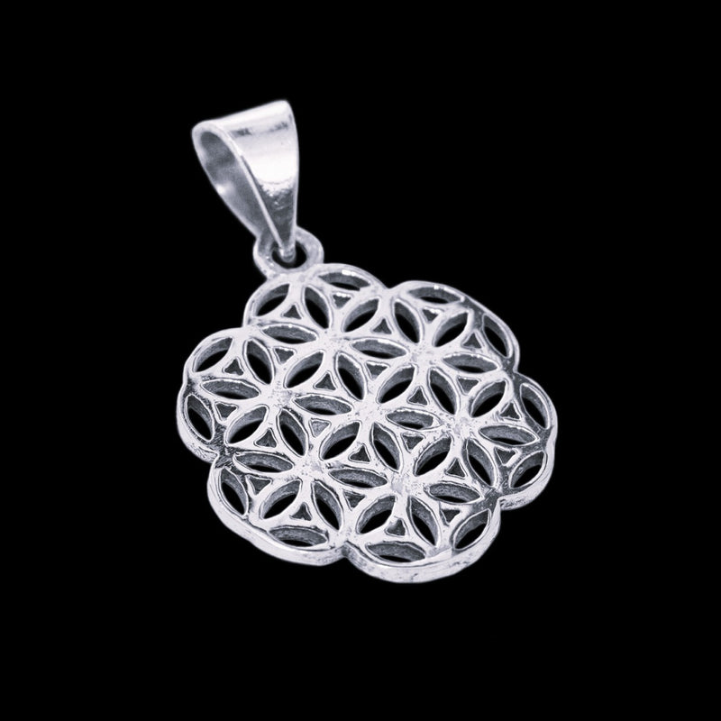 Silver flower of life and seed of life pendant.