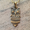 Gold coloured brass owl necklace pendant.