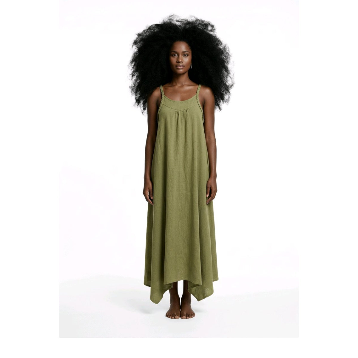 slim fit dress slacks Maxi MAMA-2 Short Sleeve Linen Dress main image 1
