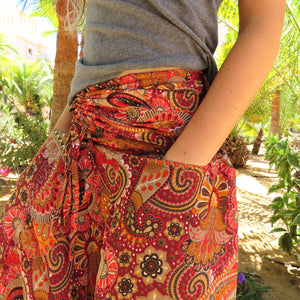 Mandala Red Sari Trouser Jumpsuit