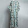 Blue Indian Flower Maxi Kimono