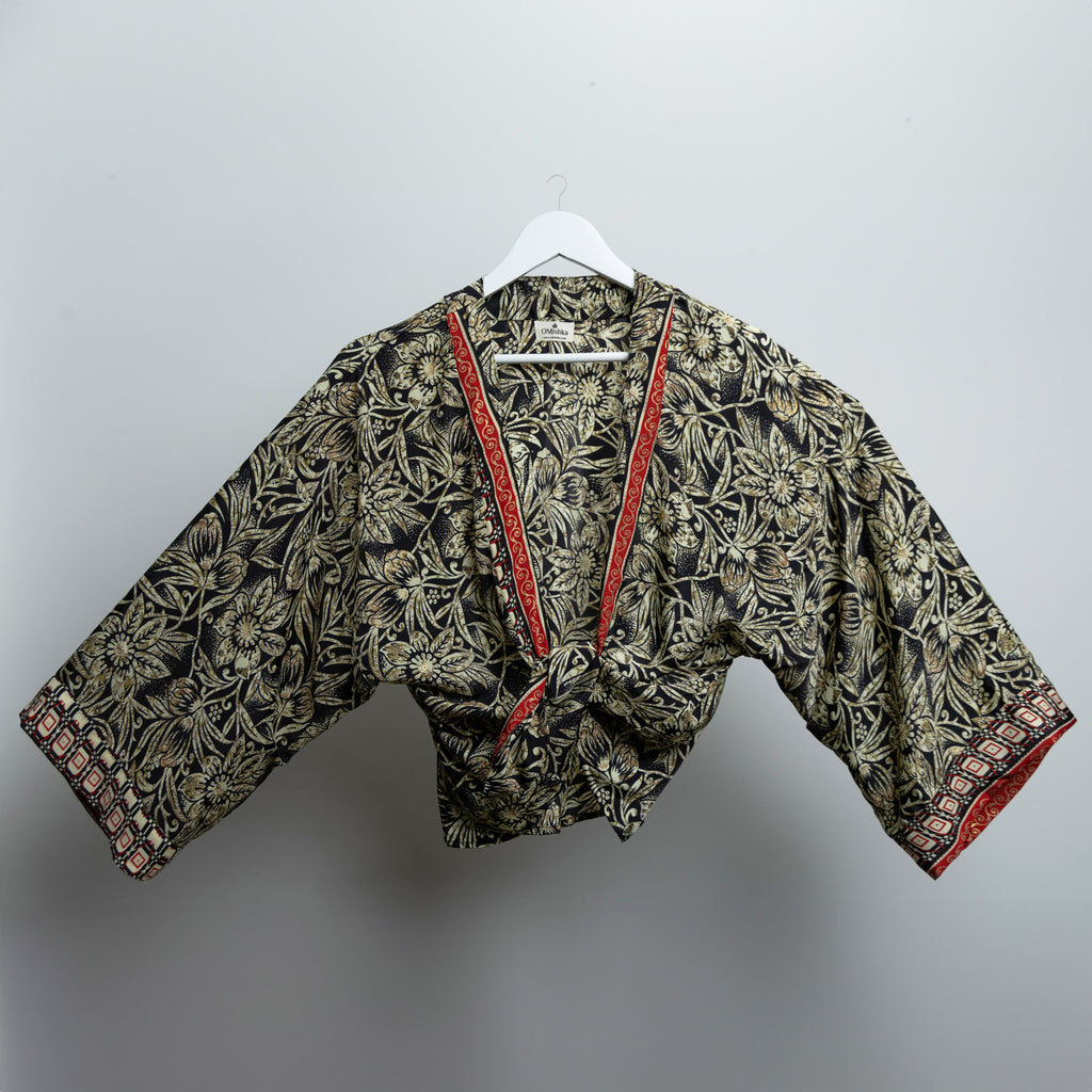 Floral Mono Gold Kimono Jacket