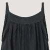 Black linen handkerchief hem midi dress with a plait strap detail designed by OMishka