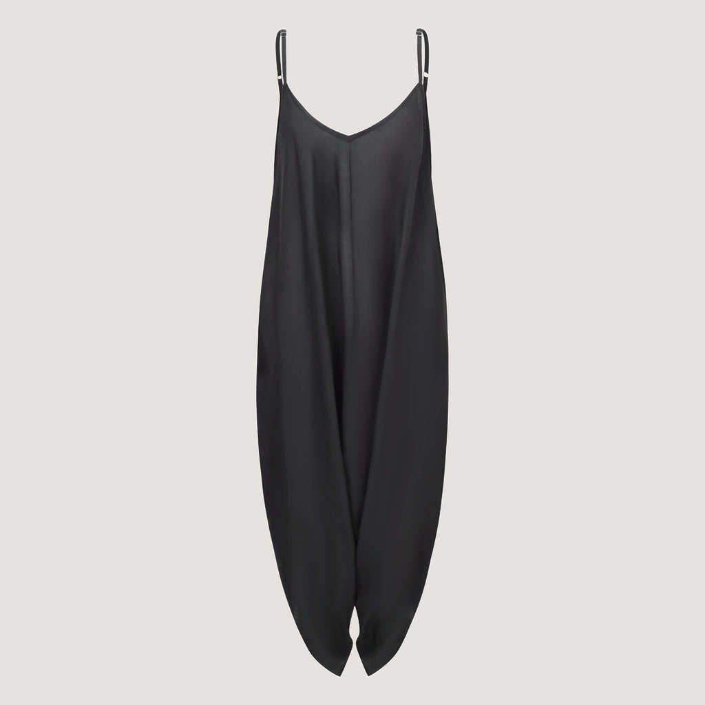 Black strappy, sleeveless harem jumpsuit designed by OMishka