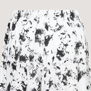White with black patches super-soft jersey bamboo harem trousers designed by OMishka