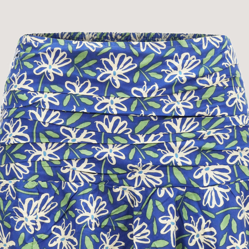 Blue ecru floral trousers 2-in-1 bandeau jumpsuit designed by OMishka