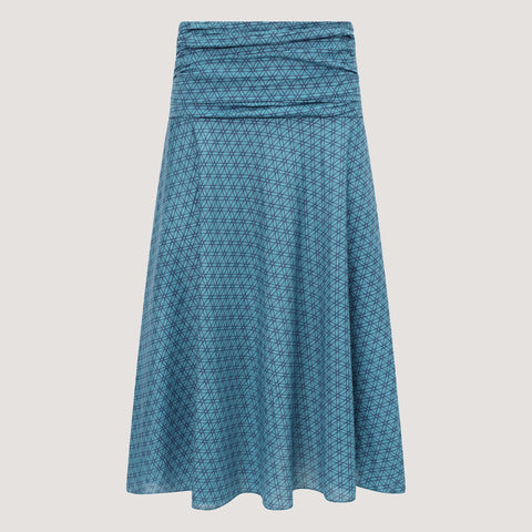 Teal Peacock Feather 2-in-1 Skirt Dress