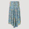 Blue and gold animal print, recycled Indian sari silk, strapless dress 2-in-1 A-line skirt designed by OMishka