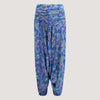 Blue & Gold Patchwork Silk Harem Trousers 2-in-1 Jumpsuit