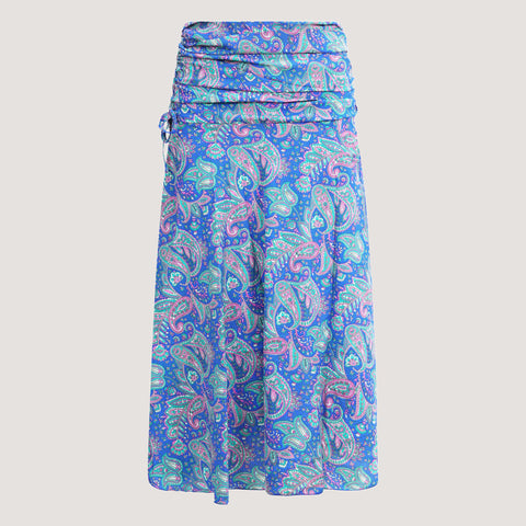 Fire Floral Print Layered Silk 2-in-1 Skirt Dress
