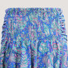 Blue floral leaf print, recycled Indian sari silk 2-in-1 A-line skirt dress designed by OMishka