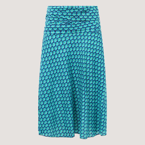 Teal Peacock Feather 2-in-1 Skirt Dress