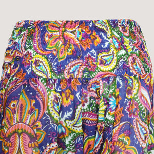 Blue mix floral print 2-in-1 harem pants jumpsuit designed by OMishka