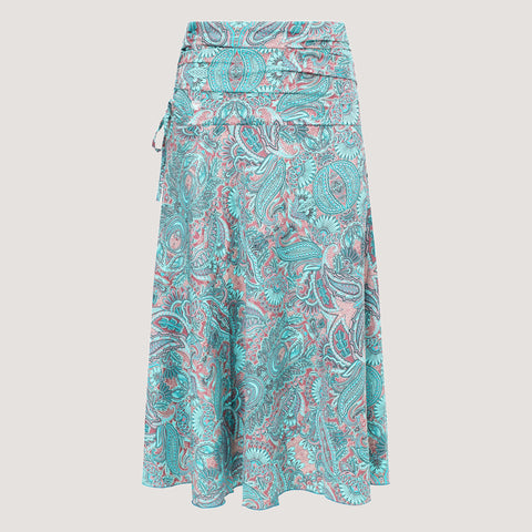 Blue & Gold Animal Print Silk 2-in-1 Skirt Dress