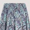 Blue paisley swirl motif print, double layered, recycled Indian sari silk 2-in-1 skirt dress designed by OMishka