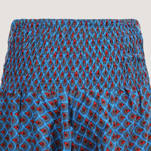 Blue peacock print 2-in-1 harem pants jumpsuit designed by OMishka