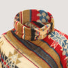 Brown mix coloured, super soft bamboo poncho, Aztec patterned with a fringed hem designed by OMishka