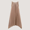 Brown Linen Hanky Hem Maxi Dress