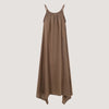 Brown Linen Hanky Hem Maxi Dress