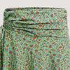 Green ditsy floral print, recycled Indian sari silk, A-line skirt 2-in-1 dress designed by OMishka