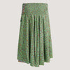 Green ditsy floral print, recycled Indian sari silk, strapless dress 2-in-1 A-line skirt designed by OMishka