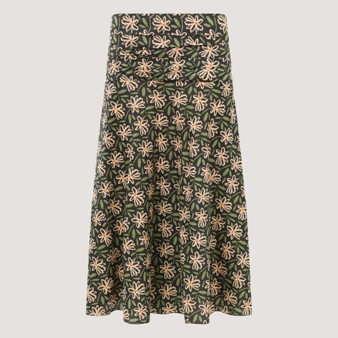 Green Retro Flower 2-in-1 Skirt Dress