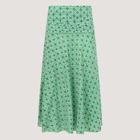 Teal Thistle Print Silk 2-in-1 Skirt Dress