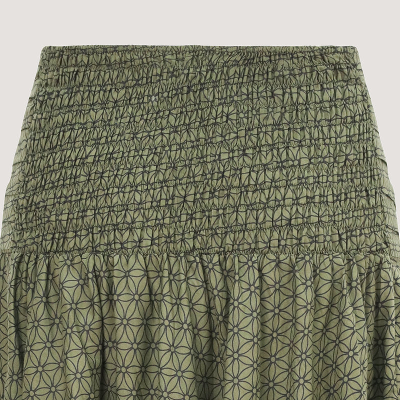 Green flower of life print 2-in-1 skirt dress designed by OMishka