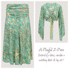 Green & Gold Animal Print Sari Wrap Top