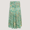 Green and gold animal print, recycled Indian sari silk, 2-in-1 A-line skirt dress designed by OMishka