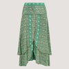 Green paisley, double layered, recycled Indian sari silk 2-in-1 skirt dress designed by OMishka