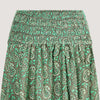 Green paisley motif print, double layered, recycled Indian sari silk 2-in-1 skirt dress designed by OMishka