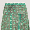 Green paisley print, double layered, recycled Indian sari silk skirt 2-in-1 dress designed by OMishka
