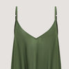 Green sleeveless harem jumpsuit with tapered legs and seam pockets designed by OMishka