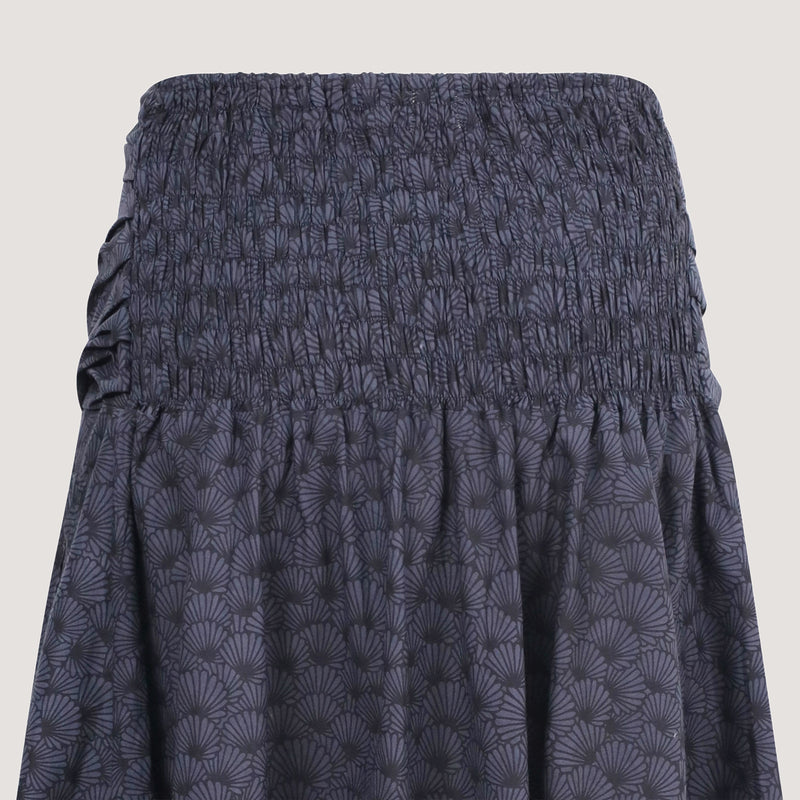 Grey shell print 2-in-1 skirt dress designed by OMishka
